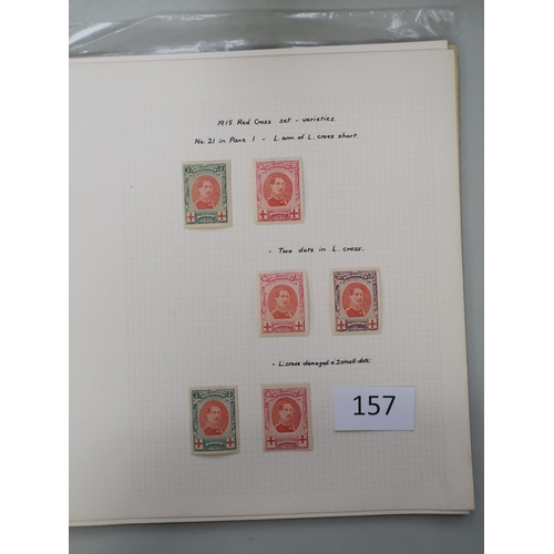 157 - BELGIUM.  1915 (1 Jan) RED CROSS. A collection on leaves incl. the set of 3 marginal imperf  20c imp... 