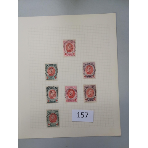 157 - BELGIUM.  1915 (1 Jan) RED CROSS. A collection on leaves incl. the set of 3 marginal imperf  20c imp... 