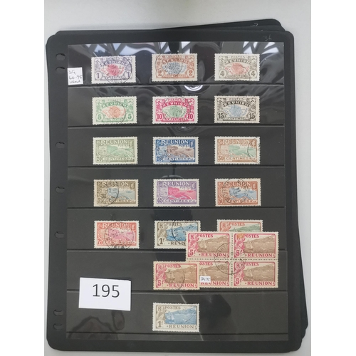 195 - FRANCE.  REUNION. Used collection on stocksheets  from early issues to c.late 1940's  many better in... 