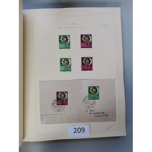 209 - GERMANY.  WEST GERMANY. 1949-55 collection in album probably complete M (Posthorn set mounted  other... 