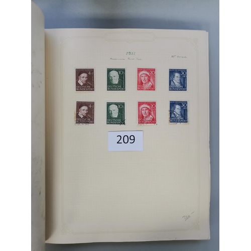 209 - GERMANY.  WEST GERMANY. 1949-55 collection in album probably complete M (Posthorn set mounted  other... 