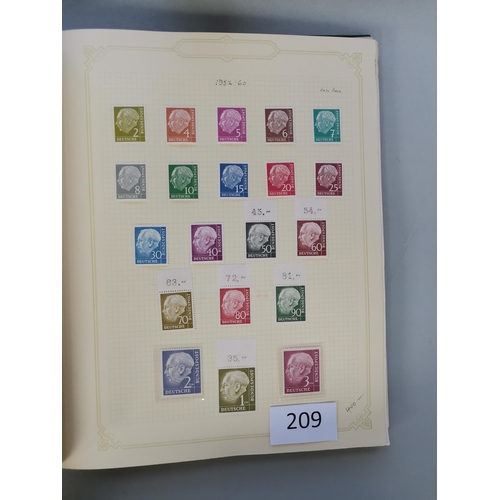 209 - GERMANY.  WEST GERMANY. 1949-55 collection in album probably complete M (Posthorn set mounted  other... 