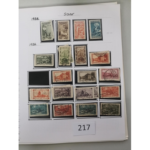 217 - GERMANY.  SAAR. M and U collection on leaves  incl. useful duplication  many good sets and values in... 