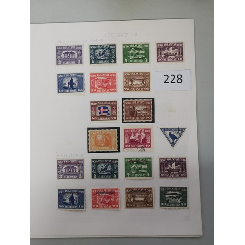 228 - ICELAND.  1930 to mid 1950's M and U collection on leaves  incl. 1930 Parliament M vals to 50a and 5... 