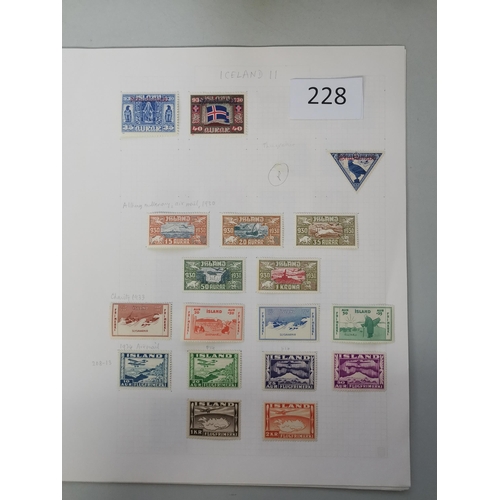 228 - ICELAND.  1930 to mid 1950's M and U collection on leaves  incl. 1930 Parliament M vals to 50a and 5... 