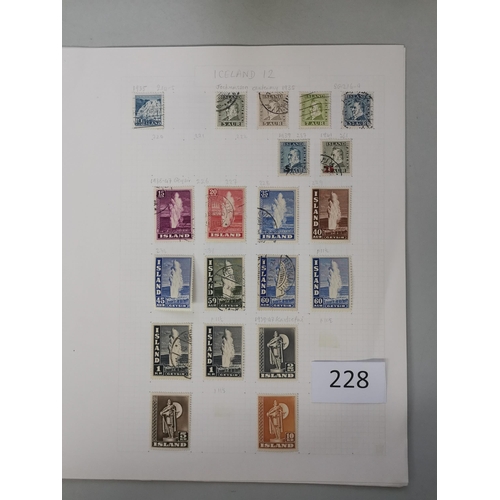 228 - ICELAND.  1930 to mid 1950's M and U collection on leaves  incl. 1930 Parliament M vals to 50a and 5... 