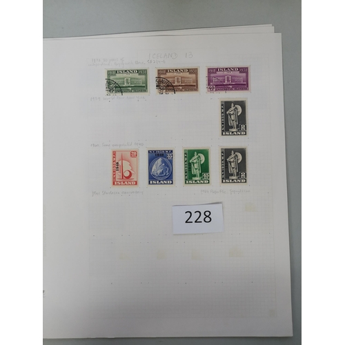 228 - ICELAND.  1930 to mid 1950's M and U collection on leaves  incl. 1930 Parliament M vals to 50a and 5... 