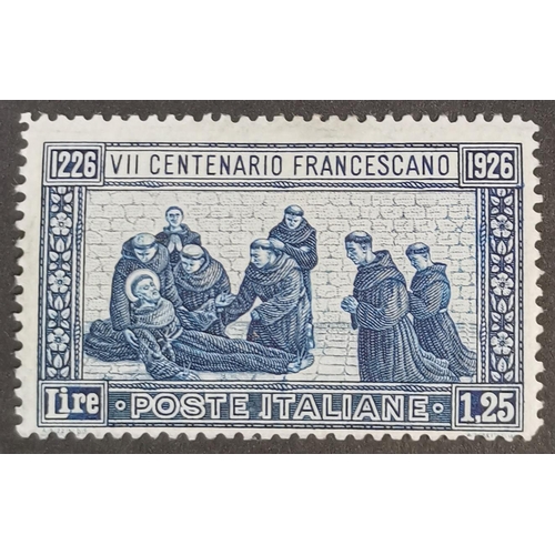 238 - ITALY.  1926 St. Francis 1l.25 p.13½ UM. SG195A. 1968 Diena certificate. (1)