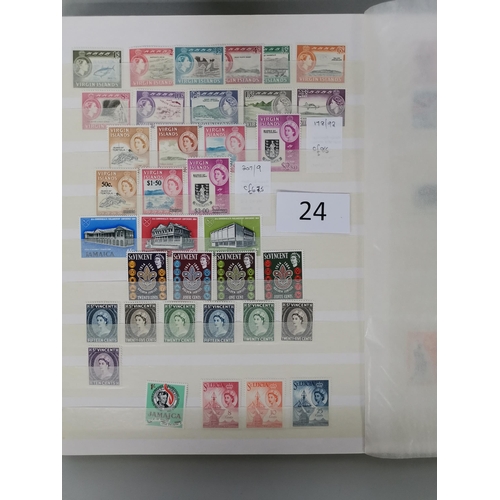 24 - MIXED WORLD.  A collection of M or UM BC in 3 stockbooks  mostly QE  with many defin sets (2 or 3 of... 