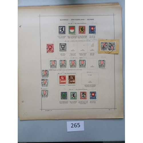 265 - SWITZERLAND.  A collection on leaves from early issues to 1930's  M and U  early imperfs used incl. ... 