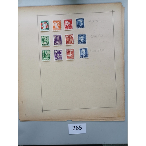 265 - SWITZERLAND.  A collection on leaves from early issues to 1930's  M and U  early imperfs used incl. ... 