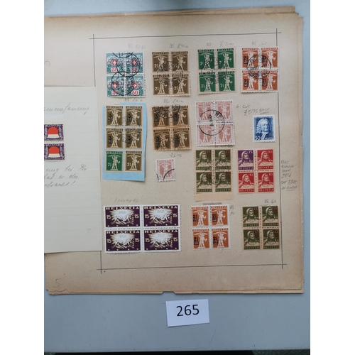 265 - SWITZERLAND.  A collection on leaves from early issues to 1930's  M and U  early imperfs used incl. ... 