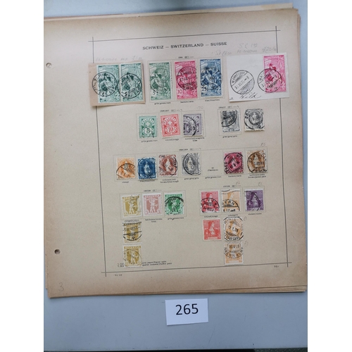 265 - SWITZERLAND.  A collection on leaves from early issues to 1930's  M and U  early imperfs used incl. ... 