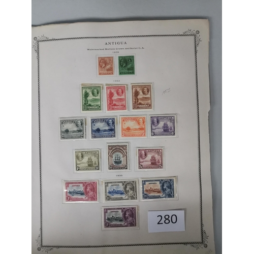 280 - ANTIGUA.  Mainly M or UM collection to 1969 on printed leaves  mixed condition  incl. 1903-7 to 5/- ... 