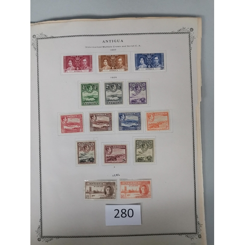 280 - ANTIGUA.  Mainly M or UM collection to 1969 on printed leaves  mixed condition  incl. 1903-7 to 5/- ... 