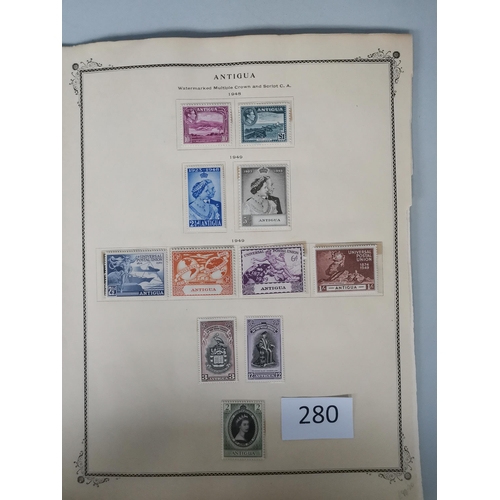 280 - ANTIGUA.  Mainly M or UM collection to 1969 on printed leaves  mixed condition  incl. 1903-7 to 5/- ... 