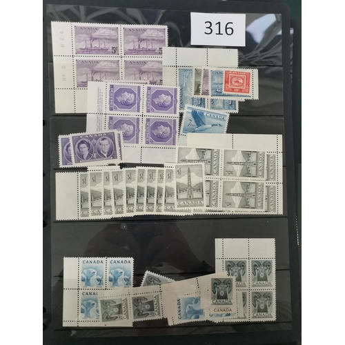 316 - CANADA.  A valuable M or UM stock on stocksheets in binder  QV to 1970's  main value in KGV-VI incl.... 