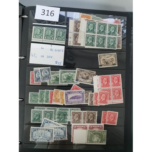 316 - CANADA.  A valuable M or UM stock on stocksheets in binder  QV to 1970's  main value in KGV-VI incl.... 