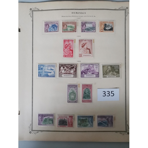 335 - DOMINICA.  M collection to 1969 on printed leaves  incl. 1874 1d  6d (no gum) and 1/-  1903-7 to 5/-... 