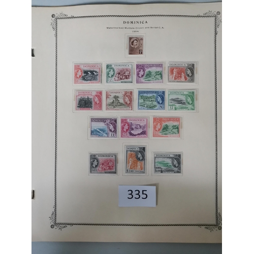 335 - DOMINICA.  M collection to 1969 on printed leaves  incl. 1874 1d  6d (no gum) and 1/-  1903-7 to 5/-... 