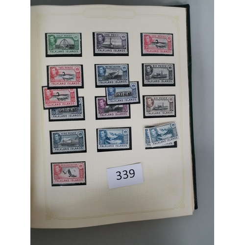 339 - ***VIDEO AVAILABLE*** FALKLAND IS.  KEVII-QE collection on leaves with 1904-12 3/- M and FU  1912-20... 