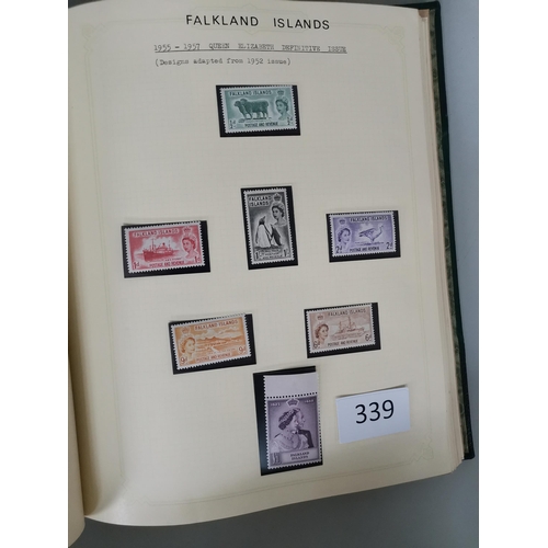 339 - ***VIDEO AVAILABLE*** FALKLAND IS.  KEVII-QE collection on leaves with 1904-12 3/- M and FU  1912-20... 