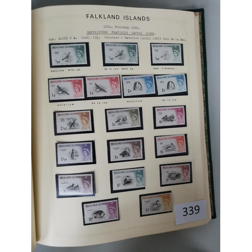 339 - ***VIDEO AVAILABLE*** FALKLAND IS.  KEVII-QE collection on leaves with 1904-12 3/- M and FU  1912-20... 