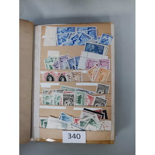 340 - FALKLAND IS.  M or UM stock on old time stocksheets in binder  incl. QV-KGV low value  1938-50 defin... 