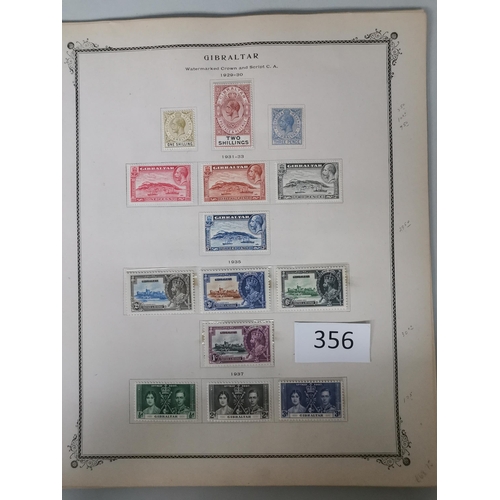 356 - GIBRALTAR.  Collection to 1969 on printed leaves incl. QV used vals to 1/-  then M (much unmounted) ... 