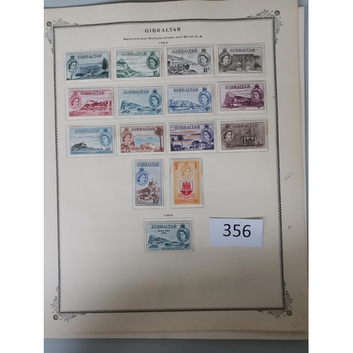 356 - GIBRALTAR.  Collection to 1969 on printed leaves incl. QV used vals to 1/-  then M (much unmounted) ... 