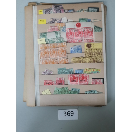 369 - GRENADA.  M or UM range on old time stocksheets  QV onwards  with QV vals to 1/- incl. 1887 1d SPECI... 