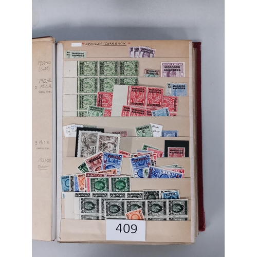 409 - MOROCCO AGENCIES.  Useful M or UM stock on old time stocksheets in binder  all areas  incl. 1903-5 5... 