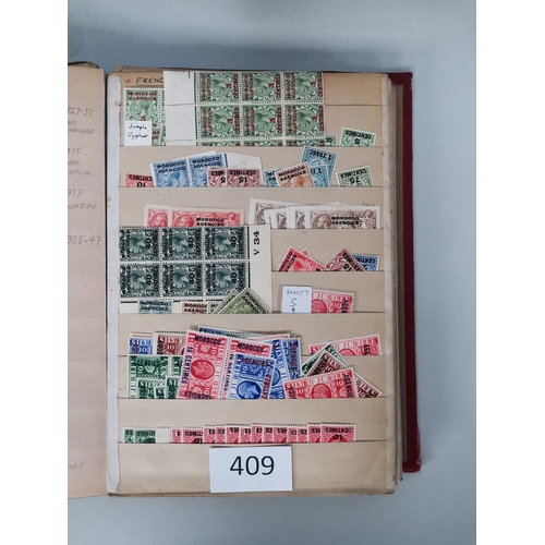 409 - MOROCCO AGENCIES.  Useful M or UM stock on old time stocksheets in binder  all areas  incl. 1903-5 5... 