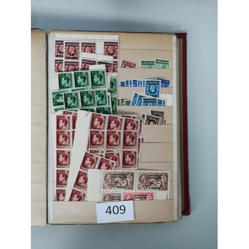 409 - MOROCCO AGENCIES.  Useful M or UM stock on old time stocksheets in binder  all areas  incl. 1903-5 5... 