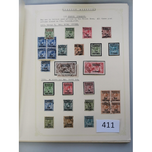 411 - MOROCCO AGENCIES.  A used collection on leaves  mainly fine  incl. British currency KEVII vals to 2/... 