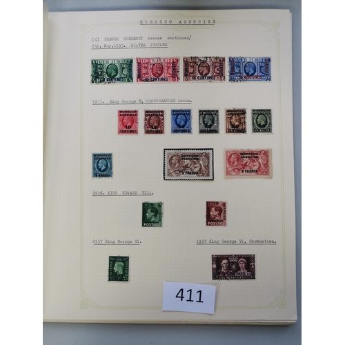 411 - MOROCCO AGENCIES.  A used collection on leaves  mainly fine  incl. British currency KEVII vals to 2/... 