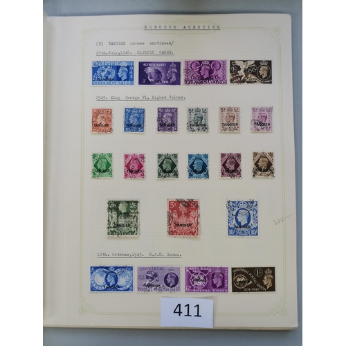 411 - MOROCCO AGENCIES.  A used collection on leaves  mainly fine  incl. British currency KEVII vals to 2/... 