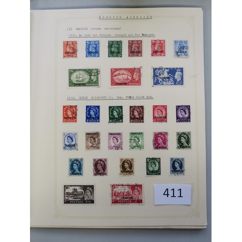 411 - MOROCCO AGENCIES.  A used collection on leaves  mainly fine  incl. British currency KEVII vals to 2/... 