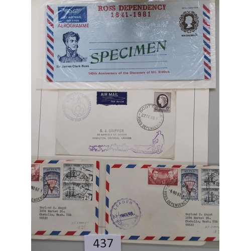 437 - NEW ZEALAND.  ROSS DEPENDENCY. 2 x 1967 signed covers to USA  each bearing 2c pairs  3c and 7c  1968... 