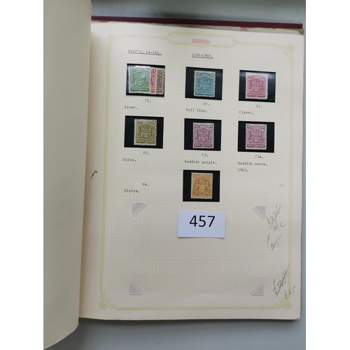 457 - RHODESIAS.  O.g. collection on cards and leaves in binder  incl. 1892-3 vals to 2/6d (2) and 5/-  18... 