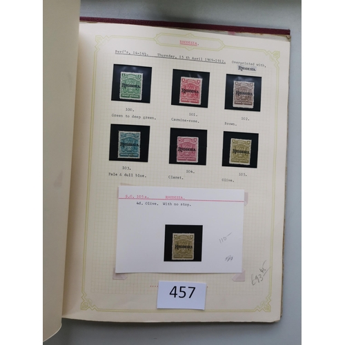 457 - RHODESIAS.  O.g. collection on cards and leaves in binder  incl. 1892-3 vals to 2/6d (2) and 5/-  18... 