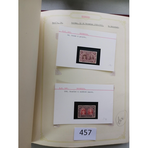 457 - RHODESIAS.  O.g. collection on cards and leaves in binder  incl. 1892-3 vals to 2/6d (2) and 5/-  18... 