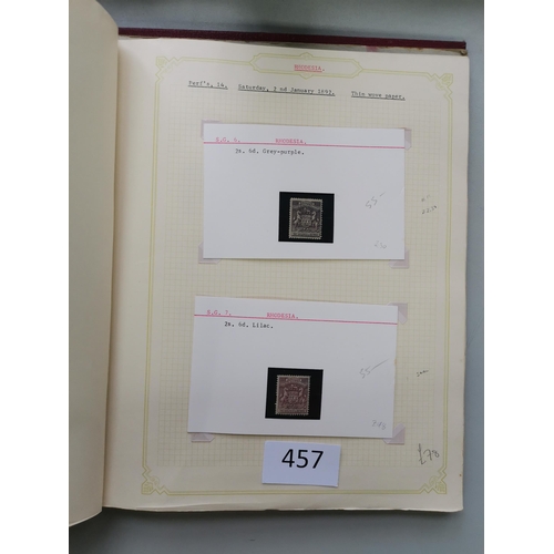 457 - RHODESIAS.  O.g. collection on cards and leaves in binder  incl. 1892-3 vals to 2/6d (2) and 5/-  18... 