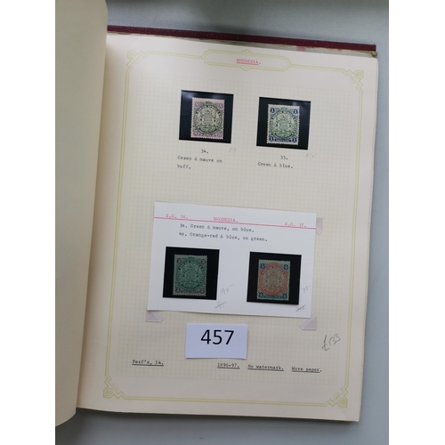 457 - RHODESIAS.  O.g. collection on cards and leaves in binder  incl. 1892-3 vals to 2/6d (2) and 5/-  18... 