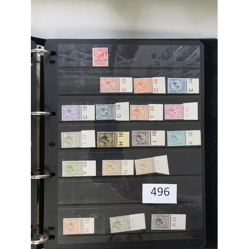 496 - GB MISC.  KGV-VI collection in stockbook  value in M or UM  condition a little mixed  incl. 1912-24 ... 