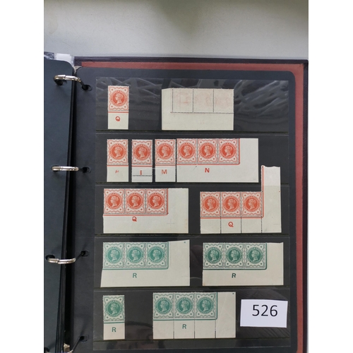 526 - GB MISC.  Various on stocksheets in 2 binders  incl. 3 stocksheets of QV ½d and 1d control singles a... 