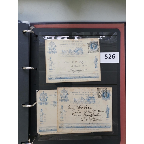 526 - GB MISC.  Various on stocksheets in 2 binders  incl. 3 stocksheets of QV ½d and 1d control singles a... 