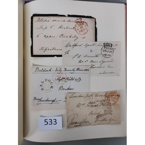 533 - QV.  POSTAL HISTORY. A collection in album  generally clean  some Welsh interest incl. 1840 1d black... 