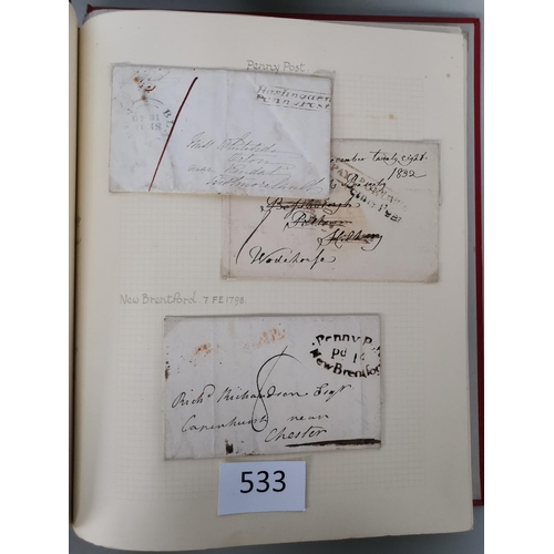 533 - QV.  POSTAL HISTORY. A collection in album  generally clean  some Welsh interest incl. 1840 1d black... 