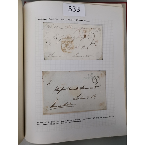 533 - QV.  POSTAL HISTORY. A collection in album  generally clean  some Welsh interest incl. 1840 1d black... 